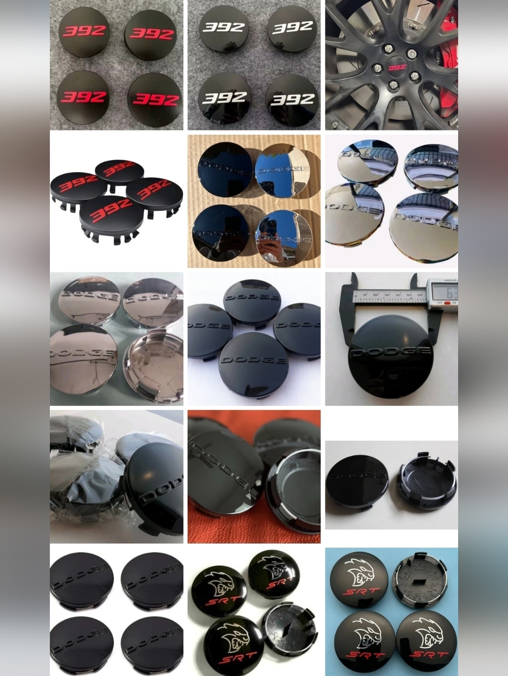 Four 63mm SRT 392 Dodge Or Hellcat Rim Center Caps Covers Choose From Many